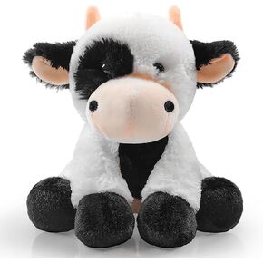 Plush Cow Sitting Toy, 8.5 Inch Soft Huggable Gifts for Kids with Stuffed Animals, Realistic Animal Characters Stuffed Filled in Limbs