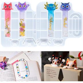 LET’S Resin Bookmark Resin Molds Silicone, Cute 3D Animal Bookmark Silicone Molds for Epoxy Resina with Paperclip Pattern 3mm Thin,Small Bookmarks Molds for UV Resin Crafts,Gifts for Book Lovers