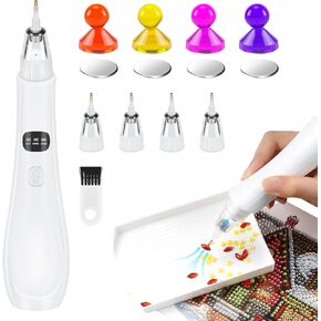 Electric Diamond Art Painting Pen,Wireless Pen with Vacuum Pump,4 Interchangeable Tips, 3 Adjustable Suction Modes,Wax-Free AB Diamon d Inlay, Freely Use DIY Diamond Painting Tools