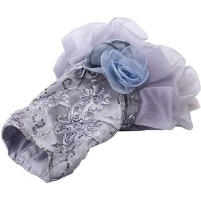 Summer Pet Cloth Small Pet Dress Dog Wedding Dress Rose Gold Puppy Sequined Princess Bubble Skirt Wedding Costume (S)