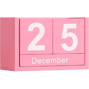 Wooden Block Calendar for Desk, Small Size Daily Desktop Perpetual Desk Calendar, Cute Date Display Desk Accessories for Home Office Decor, Teacher, Classroom, Reusable Yearly, Grey Beige