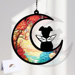 Pet Memorial Gifts with Sympathy Card, Dog Memorial Suncatcher, Dog Sympathy Gifts for Loss of Dog ,Dog Remembrance Gifts for Pet Lover, Personalized Dog Ornaments for Window, Garden, or Patio Hanging