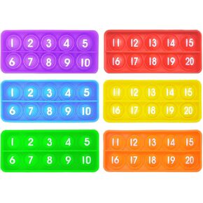1-20 Ten Frame Pop Board, 6PACK Fidgets for Classroom, Quiet Sensory Toys Bubble Poppers, Pop for Counting Math, Focus Tools for Kids, Montessori Educational Toy Gift for Kindergarten