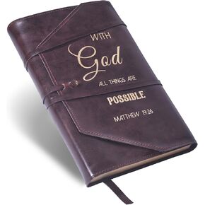 Lparkin Premium PU Leather Bible Cover for Men and Women - Multi-Functional Bible Case with Adjustable Strap, Perfect Christian Gifts, Trust in The Lord with All Your Heart - Large