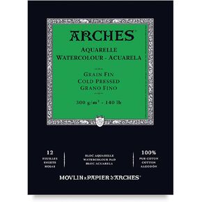 ARCHES - Enc Pad 14.8 x 21 12H Aquarelle 100% Fine 300 g White NAT (A1795090)