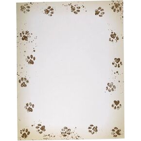 Paw Prints Stationery Paper - 60 Sheets - Great for Party Invitations, Groomers, Veterinarians, Breeders