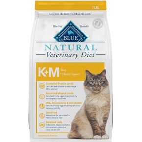 Blue Buffalo Natural Veterinary Diet K+M Dry Cat Food, Kidney + Mobility Support Formula, Veterinarian Prescription Required, Chicken, 7-lb Bag