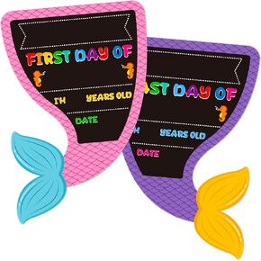 WaaHome Mermaid First and Last Day of School Chalkboard 9.3"x13.8" Back to School Sign Supplies