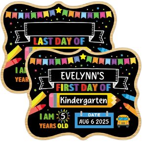 First & Last Day of School Chalkboard Sign 9.4"x11.8" Back to School Board Sign for Kids Reusable Board Signs for 1st Day of Kindergarten Preschool Gifts for Kids Children Photo Props Signs