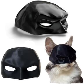 AZA Cat Halloween Costume Bat Mask Superhero Cosplay Bat Wings Cat Cap Funny Cat Hat for Pets Pet Boy for Small Cat (S,Mask)