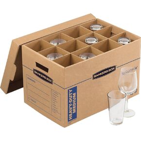 Bankers Box Kitchen Kit Moving Box 1 Pack, Dividers and Cushions, Reinforced Handles, Tape-Free Assembly, Box with Lid, 15-in x 12-in x 10-in