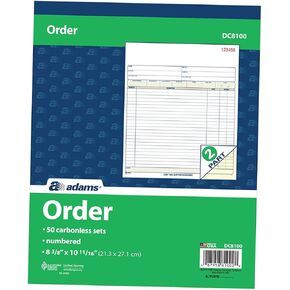 Adams 196139 Carbonless Sales Order Book 8-Inch x 10-Inch 2-Part (DC8100)