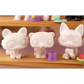 Custom White Base Compitable with LPS Cat Ferret ，3pcs Blank Bases and Some Accessories for Kids LPS Custom and Random 7pcs Accessories