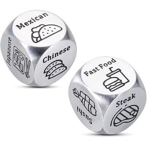 2PCS Anniversary Steel Gifts for Men Husband 11 Year Anniversary Dice Gift for Him Her Steel Wedding Gifts for Women Men Food Decider Idea for Boyfriend Girlfriend Gift for Birthday Christmas Boss Day