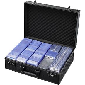 Card Storage Box for 3" x 4" 35pt Toploaders, Sports Cards Case with Lock, Trading Card Storage Box Holds 600+ Top Loaders or 150 Magnetic Holders, Card Collection Box for Collectors