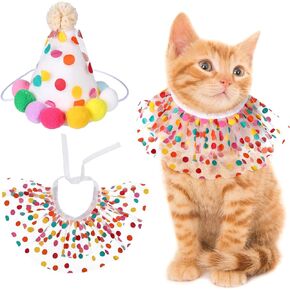 Cat Dog Princess Birthday Outfit Costumes Cute Lace Dog Bib Scarf Christmas Hat Doggy Bandana Scarf Party Hat Pink Kitten Pet Tutu Skirt Costume Decoration Set for Cats Small Dogs