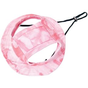 Dog Cat Sunshade Anti-strangle Hat Exposed Ears Adjustable Rope Buckle Bucket Hat Pet Supplies (S,Blue)