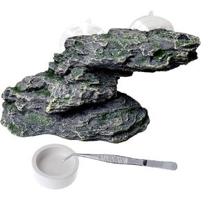PINVNBY Basking Platform for Turtles Tortoise Dock Resin Resting Rock Reptile Habitat Climbing Ornament Floating Ledge Aquarium Decoration with 2 Pcs Suction Cups for Frogs, Newts,Lizard(3 Pcs)
