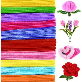 500pcs Colorful Pipe Cleaners Craft Supplies, 10 Assorted Colors Fuzzy Chenille Stems for DIY Crafts, Kids/Adults Art, Christmas, Mother’s Day Decorations (6mm x 12 Inch)