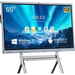 65" 4K Interactive Smart Board with 20MP Camera - Dual OS Touchscreen for Hybrid Classrooms & Lecture Recording​