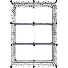DIY Assemble Wire Grid Wall-Mount (6 Cubes) or Floor-Stand (4 Cubes) Storage Shelf (Wall-Mount Shelf, 14x14x14"-6cubes)