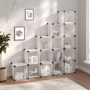 Storage Cube Organizer with 15 Cubes and Doors Transparent PP,Versatile Storage Cube Organizer: Maximize Space, Organize with Ease Clothing Storage, Closet Storage in Saudi Arabia
