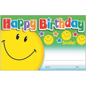 (12 Pk) Awards Happy Birthday Smile - 30 Pieces - Educational And Learning Activities For Kids