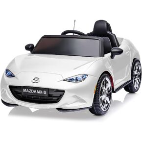 Mazda Licensed Kids Electric Ride On Car, Single-Seat 4 Wheeler with Remote Control, Music, Lights & Safety Belt, 12V Ride On Toys for Kids with Dual Locking Doors, Suitable for Ages 3-6(Pink)