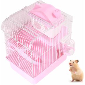 Cosiki 2 Tier Hamster Cage ، Pink ، محمول ، تصميم قابل للإزالة ، تهوية جيدة ، تجميع سهل ، مناسب للهامستر ، خنازير غينيا ، الأرانب ، إلخ.