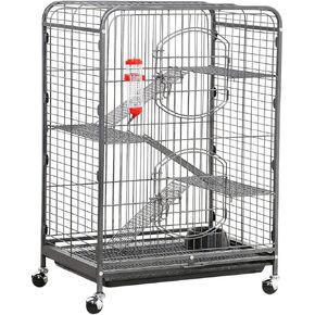 Yaheetech 37-inch Metal Ferret Chinchilla Rabbit Guinea Pig Cage Small Animals House 4 Levels Indoor Outdoor Black