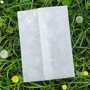 Vellum Jackets for 5x7 Invitations: 50PCS Floral Prefolded Vellum Wraps & Sleeves for Wedding - Translucent Roses DIY Invitation Envelope for Birthday Bridal Housewarming Party