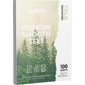 Premium Smooth Text Paper, 8.5 x 11 inches, 70 lb Uncoated, 100 Sheets, White