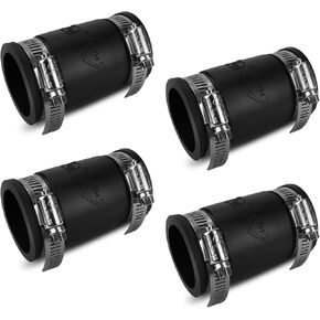 Dust Control Flex Cuff, with Stainless Steel Hose Clamps, Flexible Pipe Coupling for Cast Iron and Plastic Plumbing Connections (1 1/4 Inch)