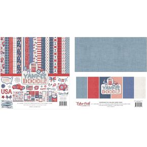 Echo Park Paper Collection Bundle: Yankee Doodle 12 x 12 Collection Kit + Yankee Doodle 12" x 12" Solid Paper Pack