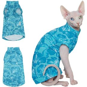 Sphynx Cat Cooling Shirt for Summer, Quick Dry Shirt Breathable UPF 50+ Shirt for Cats & Small Dogs Apparel, Summer Vest for Cats (Green, X-Large(8-11lbs))