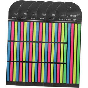 6Pcs Fluorescent Page Marker Reading Strips Removable Highlighter Tape for Indexing Notes Books Sticky Tabs for Study Office Memory Organization