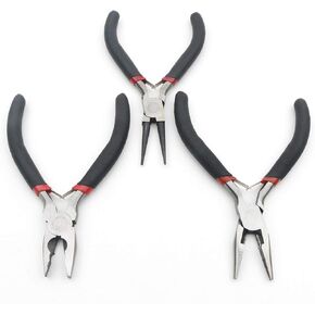 Mini Pliers Set, 3Pcs Precision Pliers Set, Jewelry Pliers Tools Set with 5 Inch Round Nose Pliers, 5 Inch Needle-nose pliers (with teeth), 4.5 Inch Wire Cutters Pliers for DIY Jewelry Making