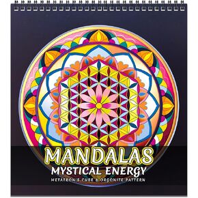 FUN LAVIE Adult Coloring Book 32 Sacred Geometry Mandala Coloring Books for Adults Relaxation and Stress Relief, Featuring Flower of Life, Metatron's Cube & Mindfulness Orgonite Patterns, Spiral Bound