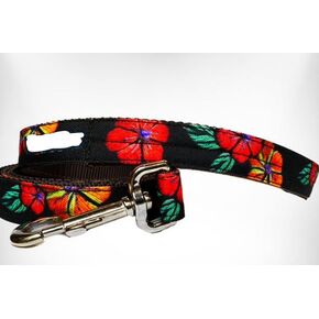 Nature-Lover Leads Regular Lead 1" Width- 5' Length Flowers on Black