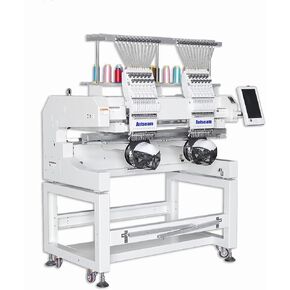 Dual Head 12 Needle Industrial Embroidery Machine With a 19.7x15.7 inch Embroidery Area and Wide Arm System, Heavy Duty Construction, Suitable for Hats, Garments, and Flat Embroidery (dual 12-needle)