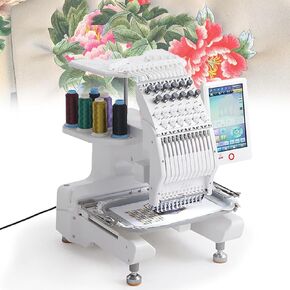 12 Needles Smart Embroidery Machine, Fully Automatic Embroidery Machine, with Color Touch Screen, Multicolor Embroidery, 15 Functions, 13 Languages, 500 Patterns, for Commercial Home