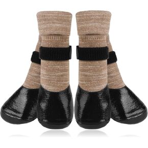 EXPAWLORER Anti-Slip Dog Socks Boots, Waterproof Dog Shoes for Winter Outdoor Hold/Cold Pavement, Snow Rain Days， Non Slip Paw Protectors Booties for Hardwood Floors Puppy Senior Dog, Prevent Licking