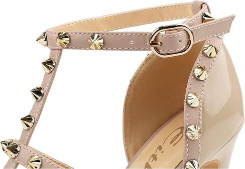 Eithy أحذية نسائية بكعب متوسط ​​وكعب عالٍ أحذية صيفية Strappy وطرف مدبب للحفلات ملابس يومية صنادل مسائية Mushlin-Natural US8.5 in Kuwait