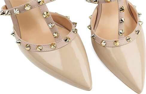 Eithy أحذية نسائية بكعب متوسط ​​وكعب عالٍ أحذية صيفية Strappy وطرف مدبب للحفلات ملابس يومية صنادل مسائية Mushlin-Natural US8.5 in Kuwait