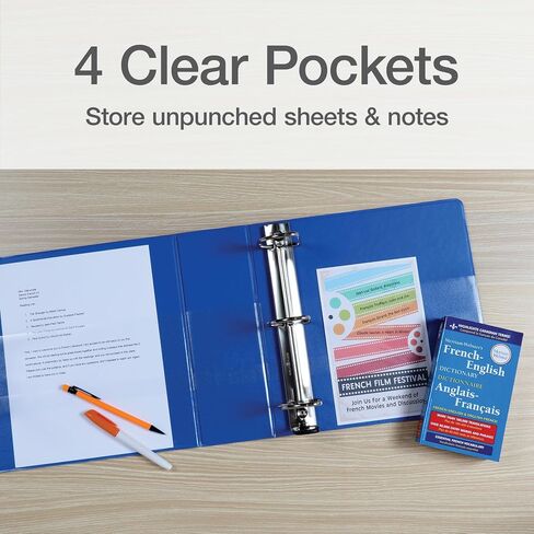 Oxford 3 Ring Binders, 4 Inch, ONE-Touch Easy Open D Rings, View Binder Covers, 4 Interior Pockets, PVC-Free, Holds 880 Sheets, White, 2 Pack (79921) in Saudi Arabia