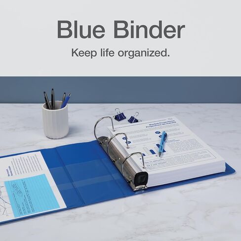 Oxford 3 Ring Binders, 4 Inch, ONE-Touch Easy Open D Rings, View Binder Covers, 4 Interior Pockets, PVC-Free, Holds 880 Sheets, White, 2 Pack (79921) in Saudi Arabia