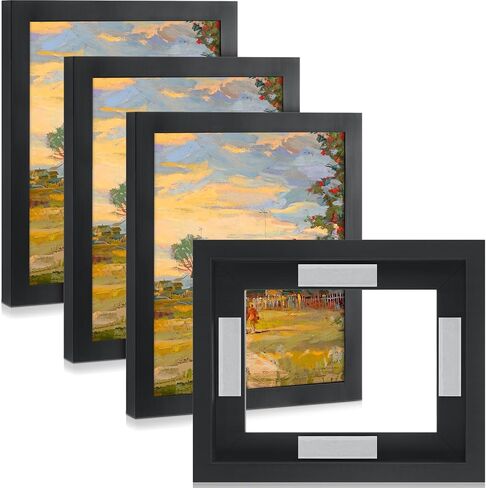 QUNCLAY 4 PCS 11x14 بوصة قماشية عائمة إطارات أسود العائمة لطلاء اللوحة الخشب العمودي والأفقي معلق إطار مع شرائح لاصقة للملوحة الزيت ديكور الماس in Kuwait