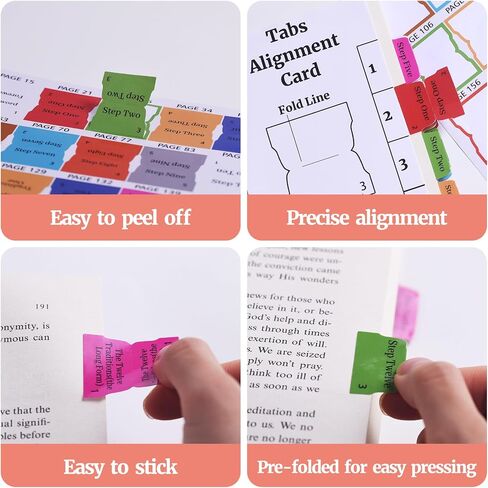 LParkin Premium Index Tabs for AA 12 Steps and 12 Traditions Book - 36 Color-Coded PVC Laminated Tabs with Alignment Guide (Includes 26 Coding Guidelines Tabs + 10 Blank Tabs) - Book Not Included in Saudi Arabia