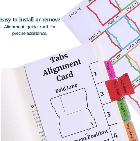 LParkin Premium Index Tabs for AA 12 Steps and 12 Traditions Book - 36 Color-Coded PVC Laminated Tabs with Alignment Guide (Includes 26 Coding Guidelines Tabs + 10 Blank Tabs) - Book Not Included in Saudi Arabia
