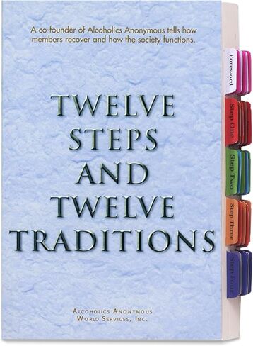 LParkin Premium Index Tabs for AA 12 Steps and 12 Traditions Book - 36 Color-Coded PVC Laminated Tabs with Alignment Guide (Includes 26 Coding Guidelines Tabs + 10 Blank Tabs) - Book Not Included in Saudi Arabia